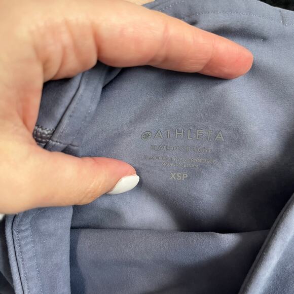 Athleta Elation Blue Watercolor Stripe Crop Leggings Size XS Petite - Picture 3 of 7